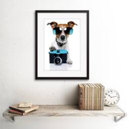 "Artery8 Jack Russell Dog Shades Photographer Home Decor 12x16"" Framed Art in Blue - Size: W12"" x H16""" - thumbnail 2