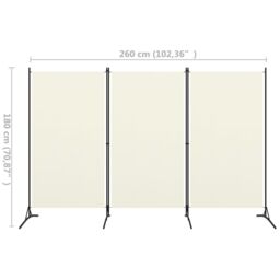 Berkfield Home 3-Panel Room Divider Cream White 260x180 cm in Beige - thumbnail 5