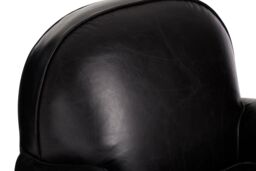 Orsina Black Leather Classic Armchair, Leather Upholstered Ocassional Chair, Metallic Black Seat With Brass Studs - thumbnail 5