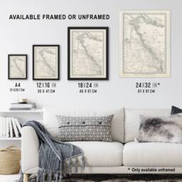 "Artery8 Great Barrier Reef Area Chart Map Kent Framed Wall Art Print in White - Size: W12"" x H16""" - thumbnail 3