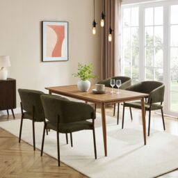 VonHaus Burton Wood Effect 6 Seater Dining Table in Dark Brown - thumbnail 1