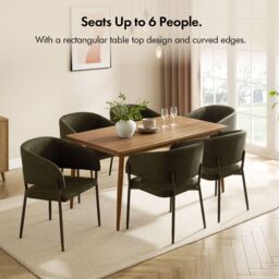 VonHaus Burton Wood Effect 6 Seater Dining Table in Dark Brown - thumbnail 3