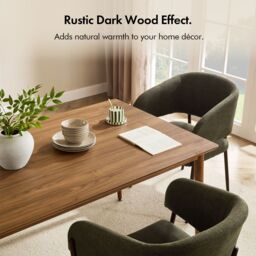 VonHaus Burton Wood Effect 6 Seater Dining Table in Dark Brown - thumbnail 4