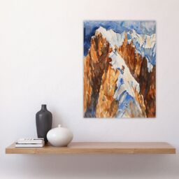 "Artery8 Mountain Climbing Sport Summit Snow Climbers Wall Art Print in Brown - Size: W24"" x H32""" - thumbnail 4