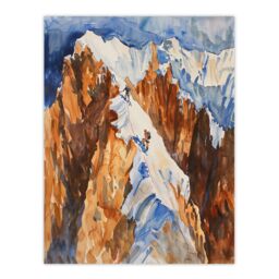 "Artery8 Mountain Climbing Sport Summit Snow Climbers Wall Art Print in Brown - Size: W24"" x H32""" - thumbnail 1