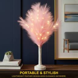 Shatchi 70cm Lighted Feather Tree Lamp - Warm White LED, Battery Operated in Pink - thumbnail 2