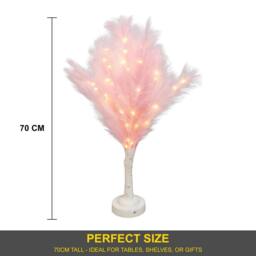 Shatchi 70cm Lighted Feather Tree Lamp - Warm White LED, Battery Operated in Pink - thumbnail 3