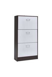 Living and Home Wooden Shoe Rack Drawer Shoe Cabinet 3 Layer Dump Shoes Shelves in White - thumbnail 3