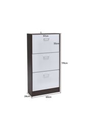 Living and Home Wooden Shoe Rack Drawer Shoe Cabinet 3 Layer Dump Shoes Shelves in White - thumbnail 6