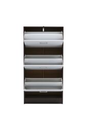 Living and Home Wooden Shoe Rack Drawer Shoe Cabinet 3 Layer Dump Shoes Shelves in White - thumbnail 4