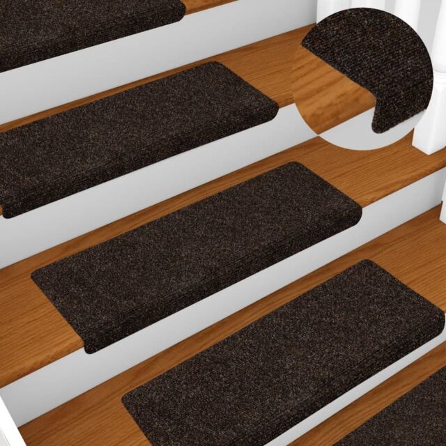 Berkfield Home Stair Mats 15 pcs Needle Punch 65x21x4 cm Brown - Size: Medium - image 1