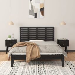 Berkfield Home Wall Headboard Black 126x3x63 cm Solid Wood Pine - Size: 126 x 3 x 63 cm - thumbnail 3