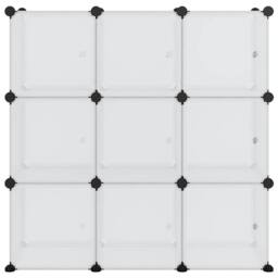 Berkfield Home Storage Cube Organiser with 9 Cubes & Doors Transparent PP in Clear - thumbnail 1