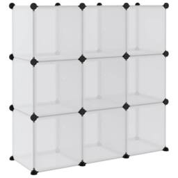 Berkfield Home Storage Cube Organiser with 9 Cubes & Doors Transparent PP in Clear - thumbnail 6