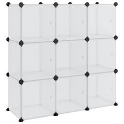 Berkfield Home Storage Cube Organiser with 9 Cubes & Doors Transparent PP in Clear - thumbnail 3