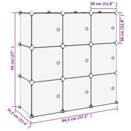 Berkfield Home Storage Cube Organiser with 9 Cubes & Doors Transparent PP in Clear - thumbnail 8