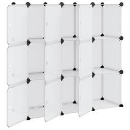 Berkfield Home Storage Cube Organiser with 9 Cubes & Doors Transparent PP in Clear - thumbnail 4