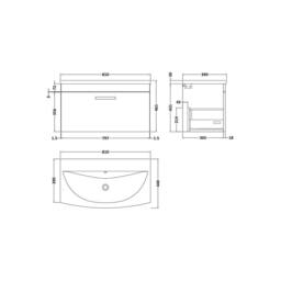 Balterley Millwich 1 Drawer Wall Hung Vanity Basin Unit, Gloss Grey, 800mm in Grey - thumbnail 5