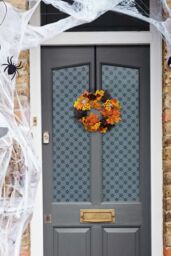 Living and Home 35cm Halloween Maple Leaves Berries Rattan Wreath with Ghost Card & 2m LED String Lights in Orange - thumbnail 2