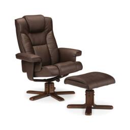 Chilli Seating Malmo Swivel Recliner & Stool Brown