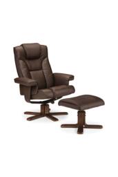 Chilli Seating Malmo Swivel Recliner & Stool Brown - thumbnail 2