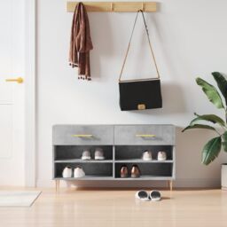 Berkfield Home Shoe Bench Concrete Grey 102x35x55 cm Engineered Wood - Size: 102 x 35 x 55 cm