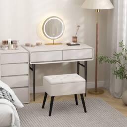 Costway Velvet Storage Ottoman Flip Top Stool w/ Solid Wood Legs in Beige - thumbnail 5