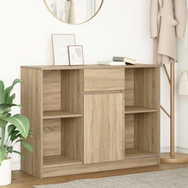 Berkfield Home Sideboard with Drawer Sonoma Oak 101x35x76 cm Engineered Wood in Brown - Size: 101 x 35 x 76 cm - image 1