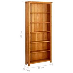 Berkfield Home 6-Tier Bookcase 80x22.5x180 cm Solid Oak Wood in Brown - thumbnail 6