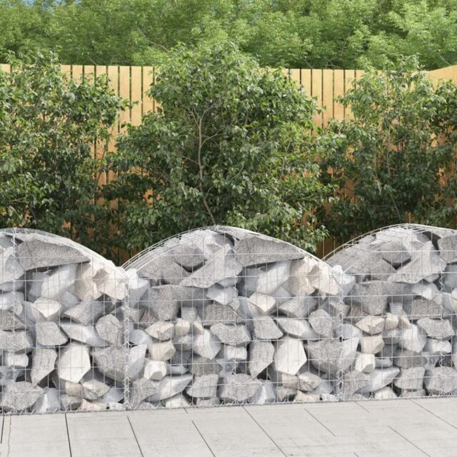 Berkfield Home Arched Gabion Basket 100x50x60/80 cm Galvanised Iron in Silver - image 1