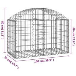 Berkfield Home Arched Gabion Basket 100x50x60/80 cm Galvanised Iron in Silver - thumbnail 5