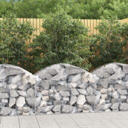 Berkfield Home Arched Gabion Basket 100x50x60/80 cm Galvanised Iron in Silver - thumbnail 1