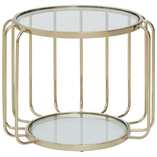 Orsina Modern Gold Side Table, Contemporary Gold Side Table with Glass Top, Luxury Side Table for Living Room - image 1