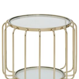 Orsina Modern Gold Side Table, Contemporary Gold Side Table with Glass Top, Luxury Side Table for Living Room - thumbnail 3