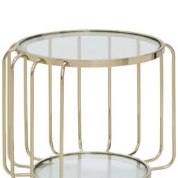 Orsina Modern Gold Side Table, Contemporary Gold Side Table with Glass Top, Luxury Side Table for Living Room - thumbnail 2