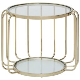 Orsina Modern Gold Side Table, Contemporary Gold Side Table with Glass Top, Luxury Side Table for Living Room - thumbnail 6
