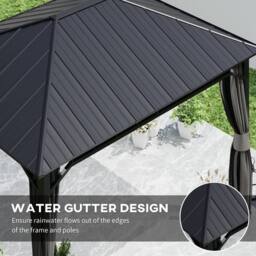 OUTSUNNY 3 x 4 m Hardtop Gazebo with Galvanised Steel Roof & Sides in Dark Grey - thumbnail 6