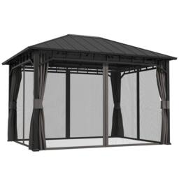 OUTSUNNY 3 x 4 m Hardtop Gazebo with Galvanised Steel Roof & Sides in Dark Grey - thumbnail 2