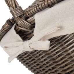 Red Hamper Wicker Antique Wash Finish Lined Oval Picnic Basket in White - thumbnail 4