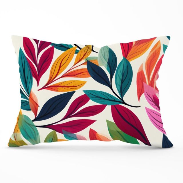 Warren Reed - Designer Bright Leaves Pattern Cushions in Orange - Size: 60 cm x 60 cm - image 1