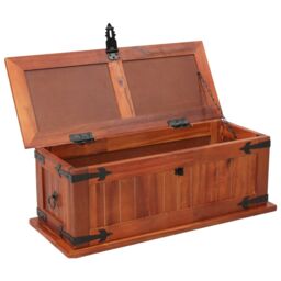 Berkfield Home Storage Chest 60x25x22 cm Solid Acacia Wood in Brown - Size: 60 x 25 x 22 cm - thumbnail 4