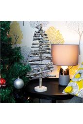 Netagon Battery Powered Birch Wood Christmas Tree Light Effect in Grey - thumbnail 1