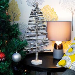 Netagon Battery Powered Birch Wood Christmas Tree Light Effect in Grey - thumbnail 9