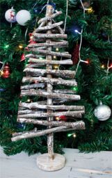 Netagon Battery Powered Birch Wood Christmas Tree Light Effect in Grey - thumbnail 4