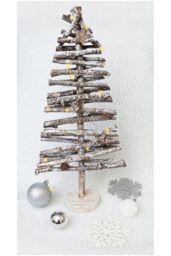 Netagon Battery Powered Birch Wood Christmas Tree Light Effect in Grey - thumbnail 3