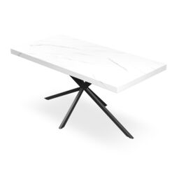 More4Homes Donni Dining Table & Chairs - White Marble Effect Table Top w Black Legs + Anika Velvet Dining Chair Set Of 4 in Grey - thumbnail 3