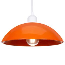 Happy Homewares Industrial Retro Gloss Disc Metal Ceiling Pendant Lighting Shade in Orange - thumbnail 1