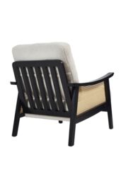 Living and Home White Teddy Fur Rattan Armrest Sofa Cushioned Armchair with Dark Leg - thumbnail 3