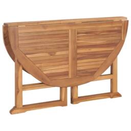 Berkfield Home Folding Garden Dining Table Ã˜110x75 cm Solid Wood Teak in Brown - Size: 110x75 cm - thumbnail 6