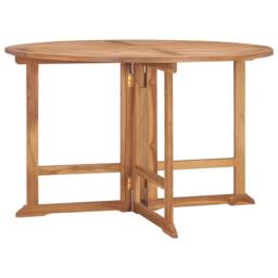 Berkfield Home Folding Garden Dining Table Ã˜110x75 cm Solid Wood Teak in Brown - Size: 110x75 cm - thumbnail 2